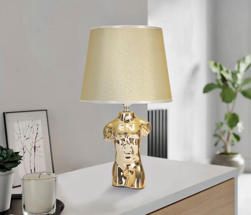Lampada da Comodino Glam Man 25x42,5x25 cm in Ceramica Oro