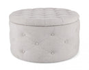 Pouf Contenitore Porta Scarpe Ø 70x40 cm Ernestine in Tessuto Grigio Chiaro