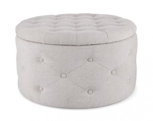 acquista Pouf Contenitore Porta Scarpe Ø 70x40 cm Ernestine in Tessuto Grigio Chiaro