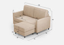 Divano 2 Posti con Pouf 158x145x85 cm Karay in Tessuto Beige