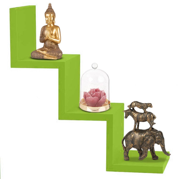 online Mensola Parete Moderna Design Zig Zag Mensole Muro Scaffale 3 Ripiani Verde