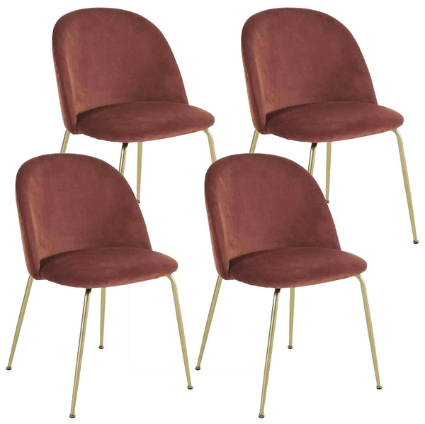 online Set mit 4 gepolsterten Stühlen 49 x 52 x 79 cm in Samt in Bronze und Gold