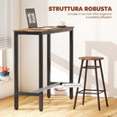 Tavolo da Bar Alto e Rettangolare in Stile Industriale 120x40x100 cm in Acciaio e Legno Marrone Rustico      