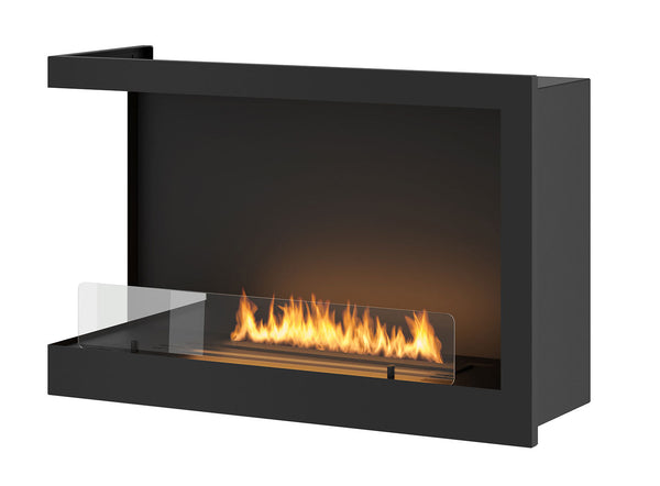 prezzo Bioethanol-Einbaukamin 84 x 54 cm mit Glas innen L800 V1 linke Ecke schwarz