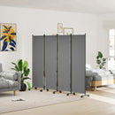 Paravento da Esterno e Interno a 4 Pannelli Pieghevole 221x50x172 cm con Ruote in Metallo e Poliestere Grigio Scuro      