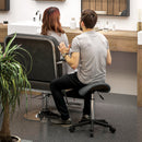 Sgabello Girevole a Sella 48x47x45-57A cm Rivestimento in Finta Pelle Grigio   