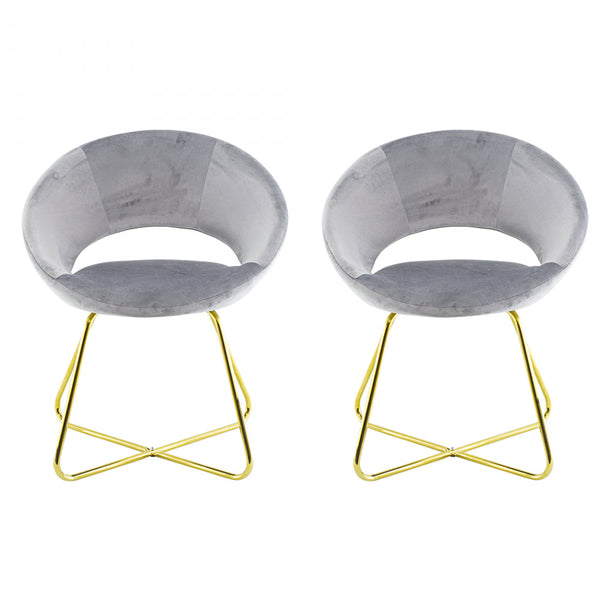 Set mit 2 Vintage-Stühlen 58 x 64 x 83 cm in Stoff mit Samteffekt in Greta Grey online