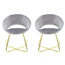 Set 2 Sedie Vintage 58x64x83 cm in Tessuto Effetto Velluto Greta Grigio