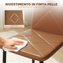 Set di 4 Sedie da Pranzo Moderne con Schienale Alto 41x50x97 cm in Finta Pelle e Acciaio Marrone      
