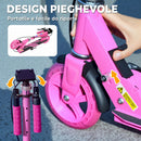 Monopattino per Bambini 3-8 Anni con Ruote Luminose Impugnatura Regolabile e Freno Posteriore Rosa      