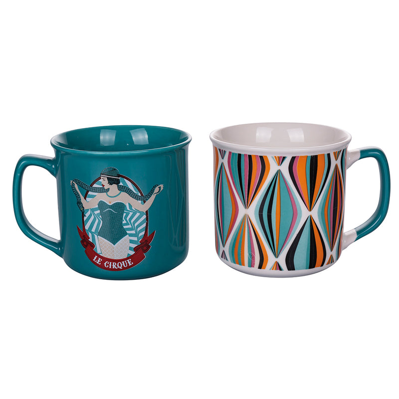 Set 2 Tazze Ø9,2x8,7 cm in Bone China VdE Tivoli 1996 Le cirque tiffany