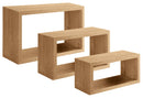Set 3 Mensole da Parete Rettangolare in Fibra di Legno Trittico Rovere Tabacco
