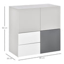 Armadietto Multiuso 2 Cassetti 3 Ante 80x38x80 cm in MDF  Grigio e Bianco