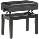 Sgabello per Pianoforte Altezza Regolabile 46-56 cm con Vano Contenitore Nero  