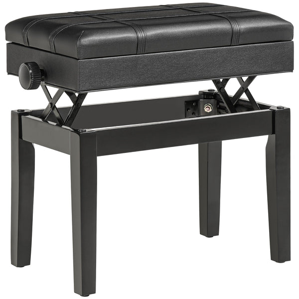 Sgabello per Pianoforte Altezza Regolabile 46-56 cm con Vano Contenitore Nero prezzo