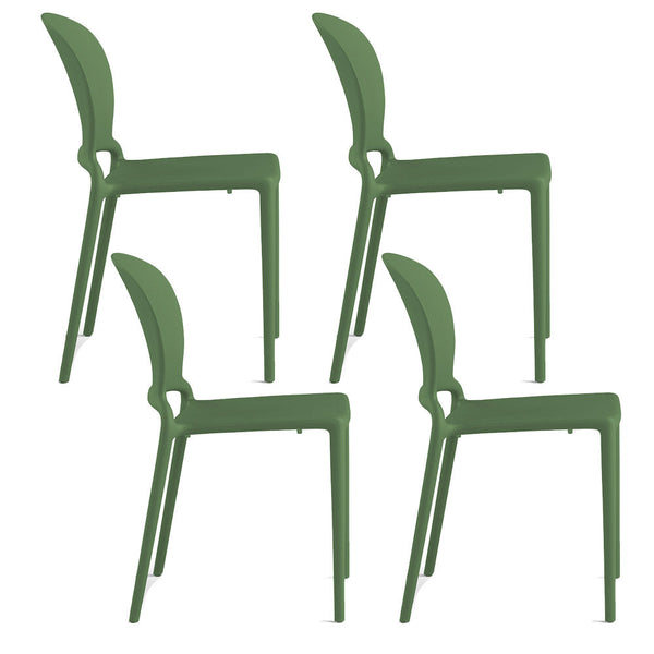 acquista Satz mit 4 stapelbaren Stühlen 83 x 48 x 55 cm aus Polypropylen und Fiberglas in Jasmin-Flaschengrün