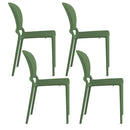Set 4 Sedie Impilabili 83x48x55 cm in Polipropilene e Fibra di Vetro Jasmine Verde Bottiglia