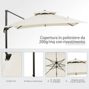 Ombrellone a Sbalzo a Doppia Copertura 268x268x265 cm Base a Croce e Pesi Beige   