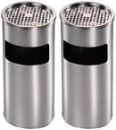 Set 2 Cestini Gettacarte Posacenere Ø24 cm in Acciaio per Interno Esterno