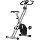 Cyclette Pieghevole Magnetica a 8 Livelli con Display LCD con Rotelle Grigio e Nero   