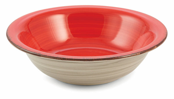 Set 6 tiefe Teller Ø21,5x5,5 cm aus Steingut Villa d'Este Home Tivoli Baita Rot und Grau sconto
