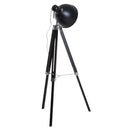 Lampada da Terra Tripode in Legno e Paralume in Metallo Altezza 102/152cm  Nero
