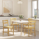 Set di 2 Sedie da Pranzo 42x45x80 cm con Schienale Curvo e Seduta a Doghe in Bambù Colore Naturale      