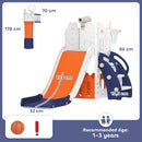 Set Scivolo per Bambini 5 in 1 con Canestro Scaletta Telescopio e Contenitori 178x70x86 cm in HDPE e PP Blu scuro      