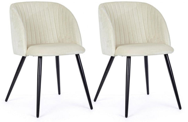 online Set mit 2 Stühlen 53 x 57 x 81,5 cm aus weißem Polyester mit Samteffekt