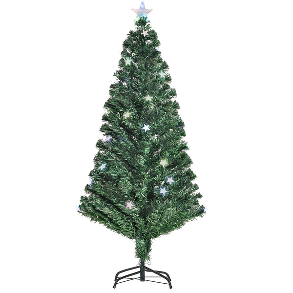 Künstlicher Weihnachtsbaum 150 cm 180 Zweige 36 LED-Lichter und farbiges Glasfasergrün acquista