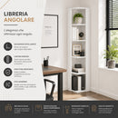 Libreria Angolare 34x34x161 cm Scaffale Salvaspazio 5 Ripiani in Legno Bianco     