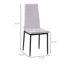Set 4 Sedie 41x50x97 cm in Tessuto Bianco