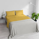 Set Lenzuola Matrimoniale Sopra Sotto e Federe in Raso di Poliestere Giallo