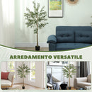 Pianta Artificiale Olivo Alta 150 cm con 720 Foglie e 32 Olive per Interni con Vaso in Plastica e Seta Verde  