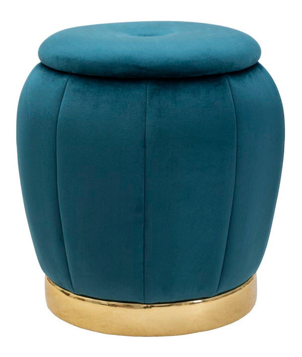 Pouf Contenitore Paris Oro Ø 43x43 cm in Legno e Poliestere Ottanio online