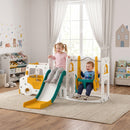 Set Scivolo Bambini 7 in 1 186x176x86 cm con Altalena Scaletta Tunnel Contenitore e Gradini Antiscivolo in HDPE Bianco      