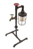 Lampada da Tavolo Manhattan/Cage 27x27x56 cm in Ferro Nero Rame e Rosso