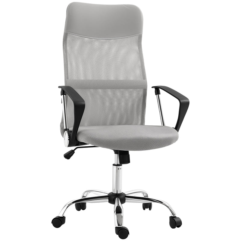 Sedia Ergonomica da Ufficio Girevole 63x65x109-119 cm con Schienale a Rete Grigio Chiaro   