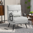 Poltrona Letto 3 in 1 Schienale Reclinabile in Finta Pelle Scamosciata Grigio Chiaro   