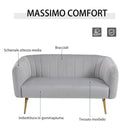 Divano 2 Posti in Tessuto 143x74x71,5 cm  Grigio