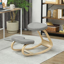 Sedia Ergonomica con Inginocchiatoio 50x73x55 cm Movimento a Dondolo in Legno di Betulla Grigio 