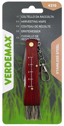 Coltello da Raccolta Multifunzione con Spazzola Integrata Lama 5,5 cm in Acciaio e Legno