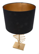 Lampada da Tavolo Glam Sticky Ø34x65 cm in Ferro Plastica e Poliestere Nero e Oro