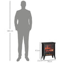 Camino Elettrico da Pavimento 1800W con Fiamma a 3 Intensità 36x21x47 cm Nero 
