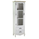 Vetrinetta in Legno 3 Ripiani 2 Cassetti 55x38x170cm Country Bianca