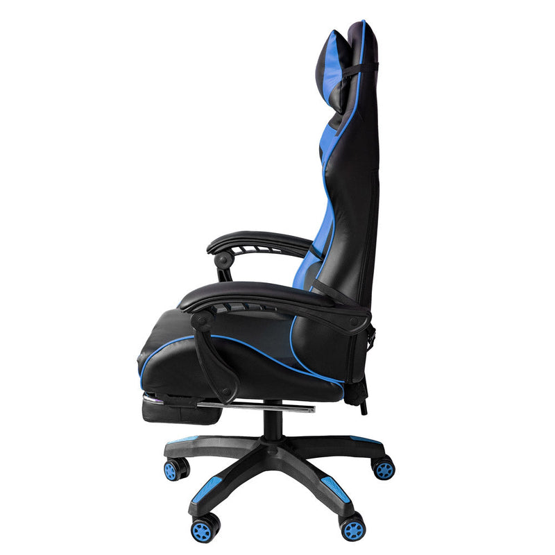 Sedia da Gaming Ergonomica 64x53x122-133 cm con Poggiapiedi in Similpelle Blu