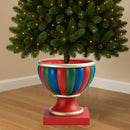 Base Albero di Natale a Calice 32 cm Universale in Resina Rosso Verde e Blu      
