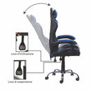 Sedia da Gaming 61x56x123 cm in Similpelle Nera e Blu