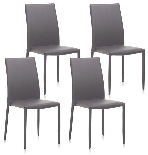 online Set mit 4 Stühlen 43,5 x 46,5 x 90,5 cm in grauem Kunstleder