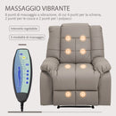 Poltrona Relax con 8 Punti Massaggio e Reclinazione a 165° 94x99x99 cm in Similpelle Grigio